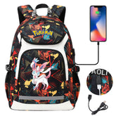 Pokemon Fennekin  USB Charging Backpack School NoteBook Laptop Travel Bags